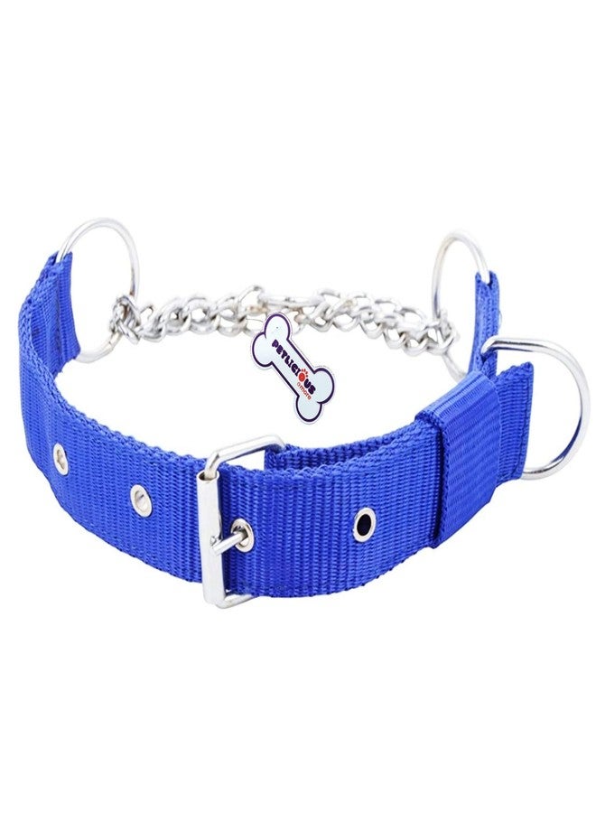 Petlicious & More Tough Nylon Made Choke Collar (Thick - 1.25 Inch, Neck Size 24" to 28" Inch) for Large & Giant Breed Dogs - Blue - Image 1